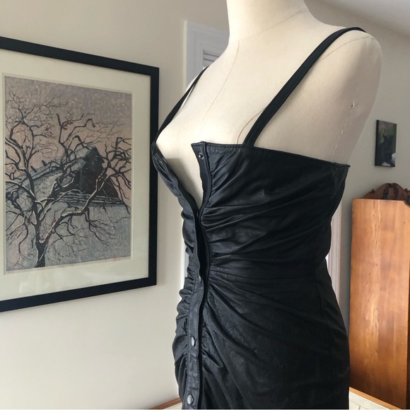 Sexy Leather Y2K Snap Front Dress - Picture 4 of 9